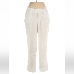 ELLEN TRACY White High Rise Linen Pants with Pockets
